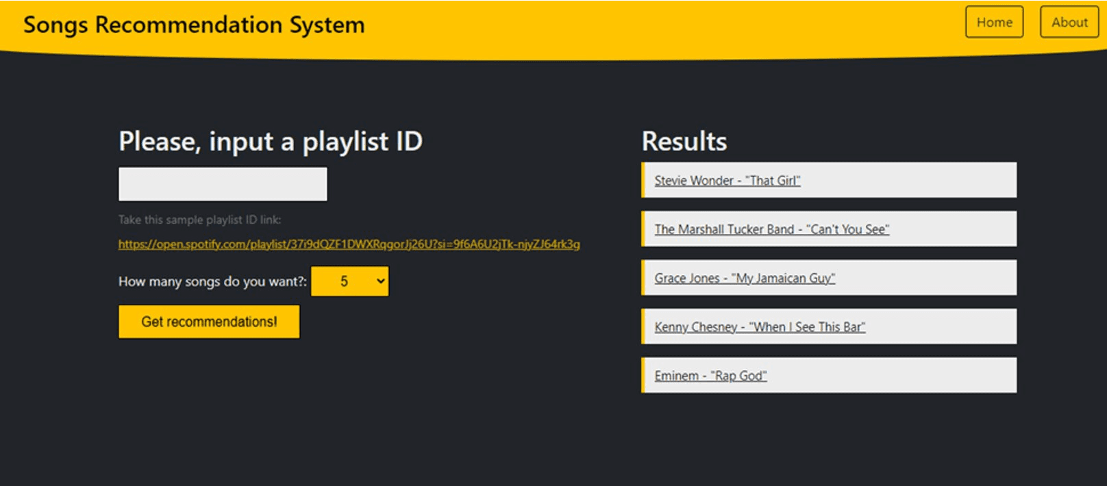 displaying results from our model